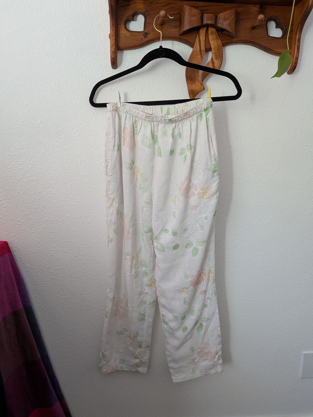 Lightweight Floral Lounge Pants - Pastel Pink & Green